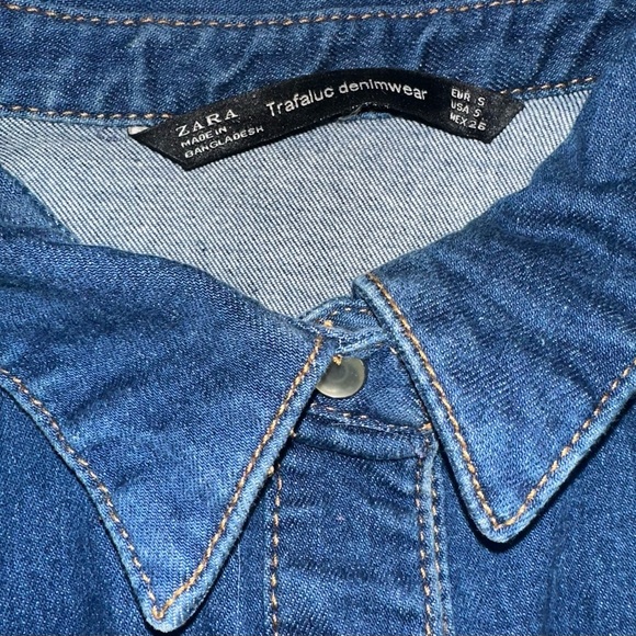 Zara Dark Blue Denim Long Sleeve Dress - Picture 4 of 7